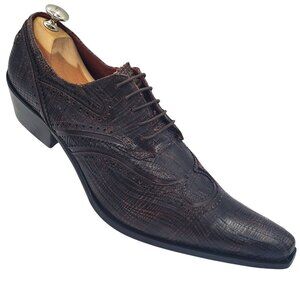 Italy Jo Ghost Men's size 11 Brown Leather Distressed Lace up Dress Shoes 44